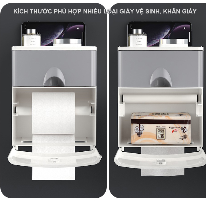 Hộp đựng giấy vệ sinh MENEN 2 ngăn cao cấp treo tường HD00013