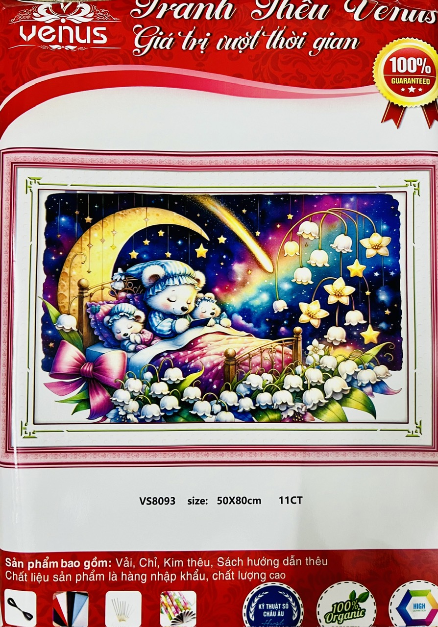 Tranh thêu kín Chúc bé ngủ ngon vs8093 (50x80 cm)