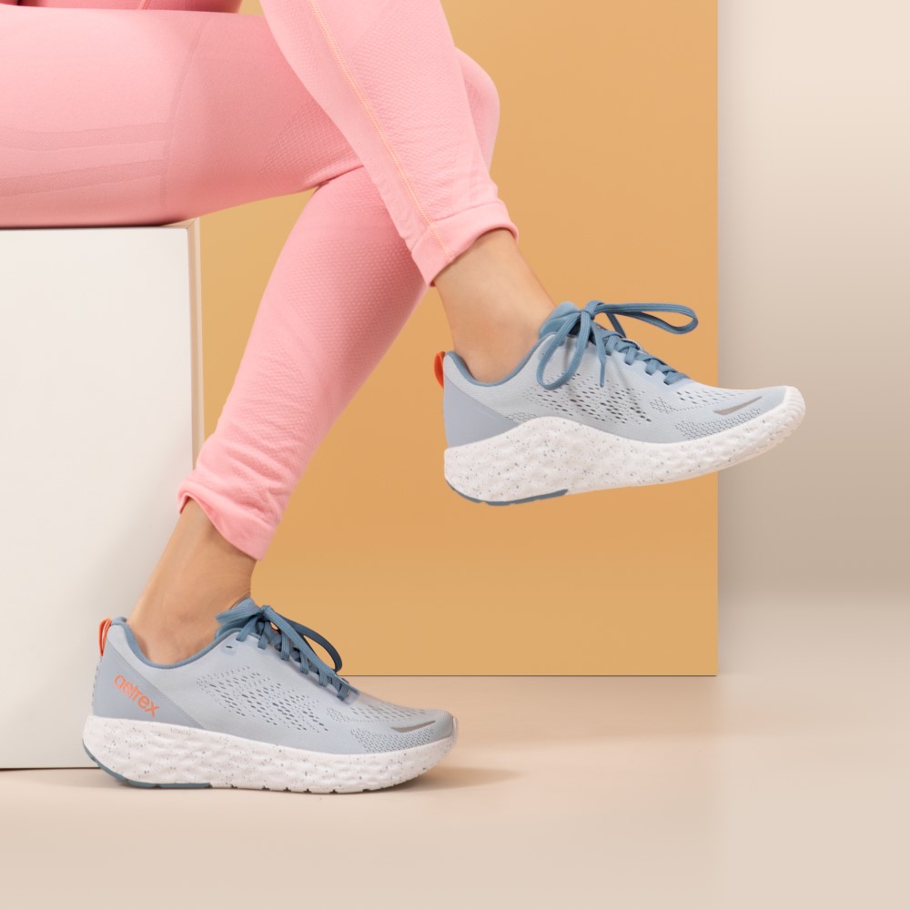 Giày thể thao sức khoẻ nữ Aetrex Danika Blue - Sneaker cao gót đế đệm mềm nhẹ