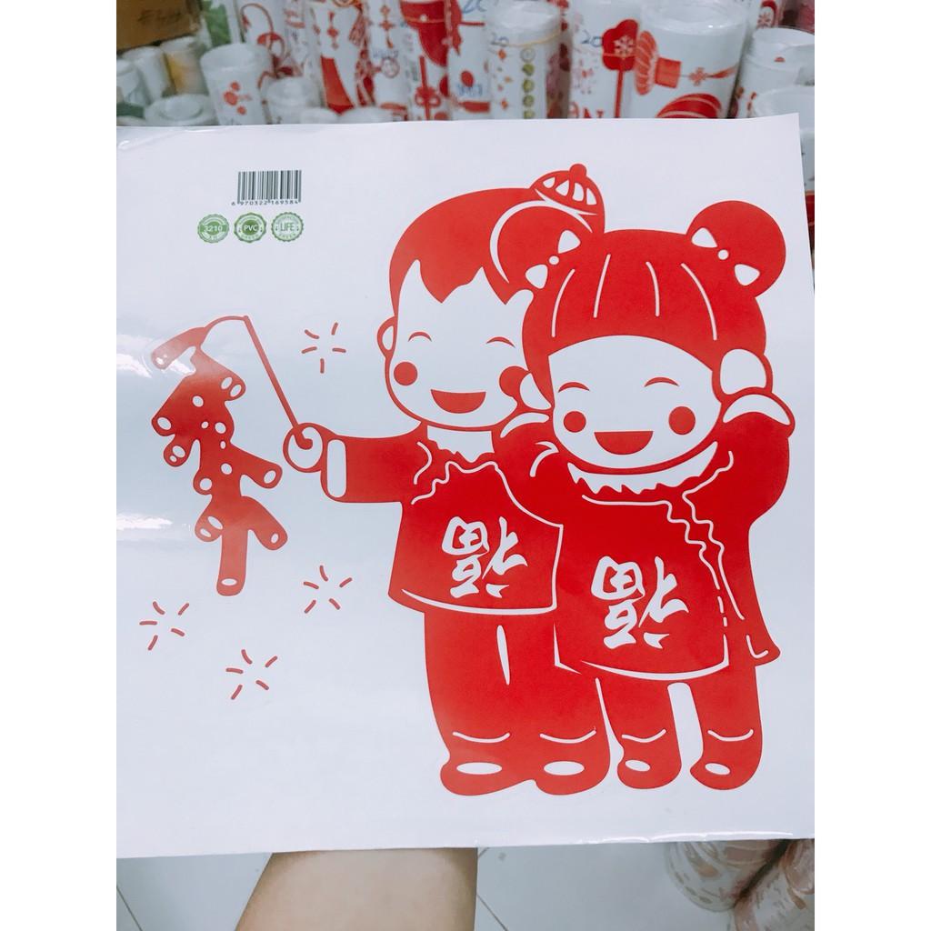 Decal trang trí tết - Cô Cậu chơi p.h.a.o nổ cột tóc