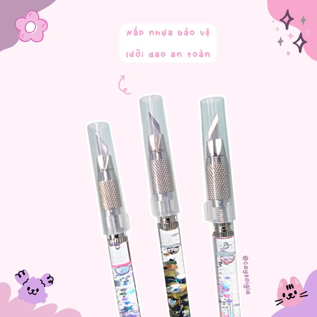 S117 - Bút dao rọc giấy Sanrio tí hon thỏ Kuromi và Melody dễ thương unbox đơn hàng, cắt sticker băng dán washi tape - Cây Sồi Già