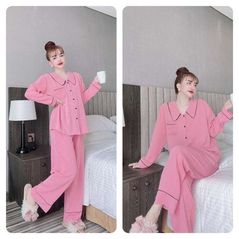 Đồ Bộ Mặc Nhà Nữ, Bộ Pizama Bigsize Nữ, lụa Mango, quần có túi, Freesize 40_70kg, tuỳ chiều cao