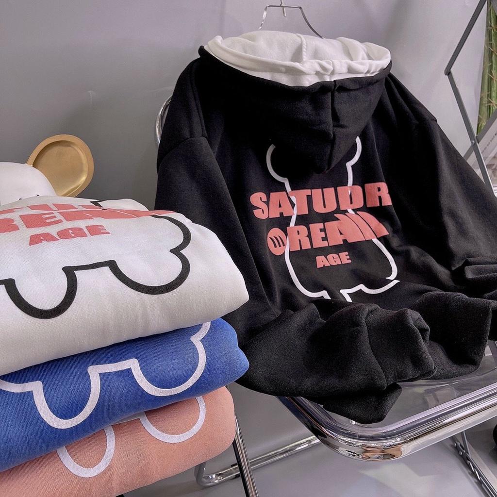 Áo Hoodie 2 Nón Nỉ Bông Form Unisex Nam Nữ