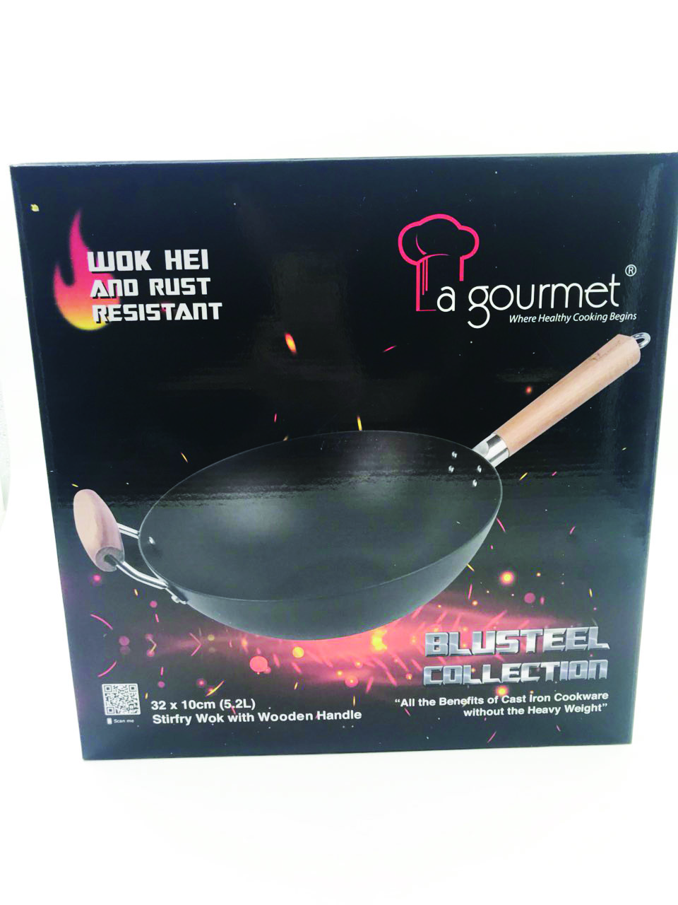 Chảo thép carbon cao cấp La gourmet Blusteel 32cm - 360793 (chảo đã tôi sẵn)