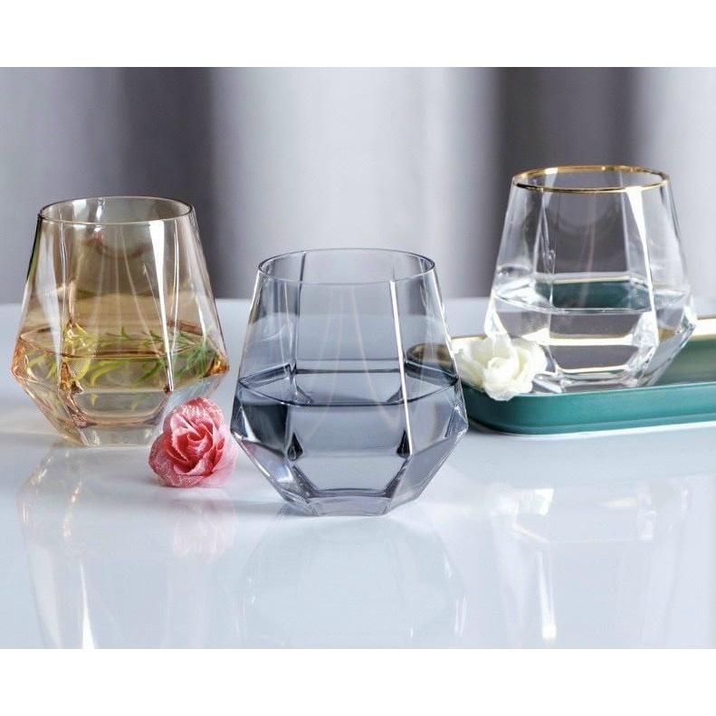 Bộ 6 ly thủy tinh chịu nhiệt cao cấp dùng uống nước hoặc rượu tây vân kim cương ghi 300ml