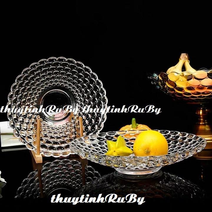 Đĩa trái cây thủy tinh Cao Cấp Khay đựng Hoa Qủa Thủy Tinh, hộp đựng bánh kẹo