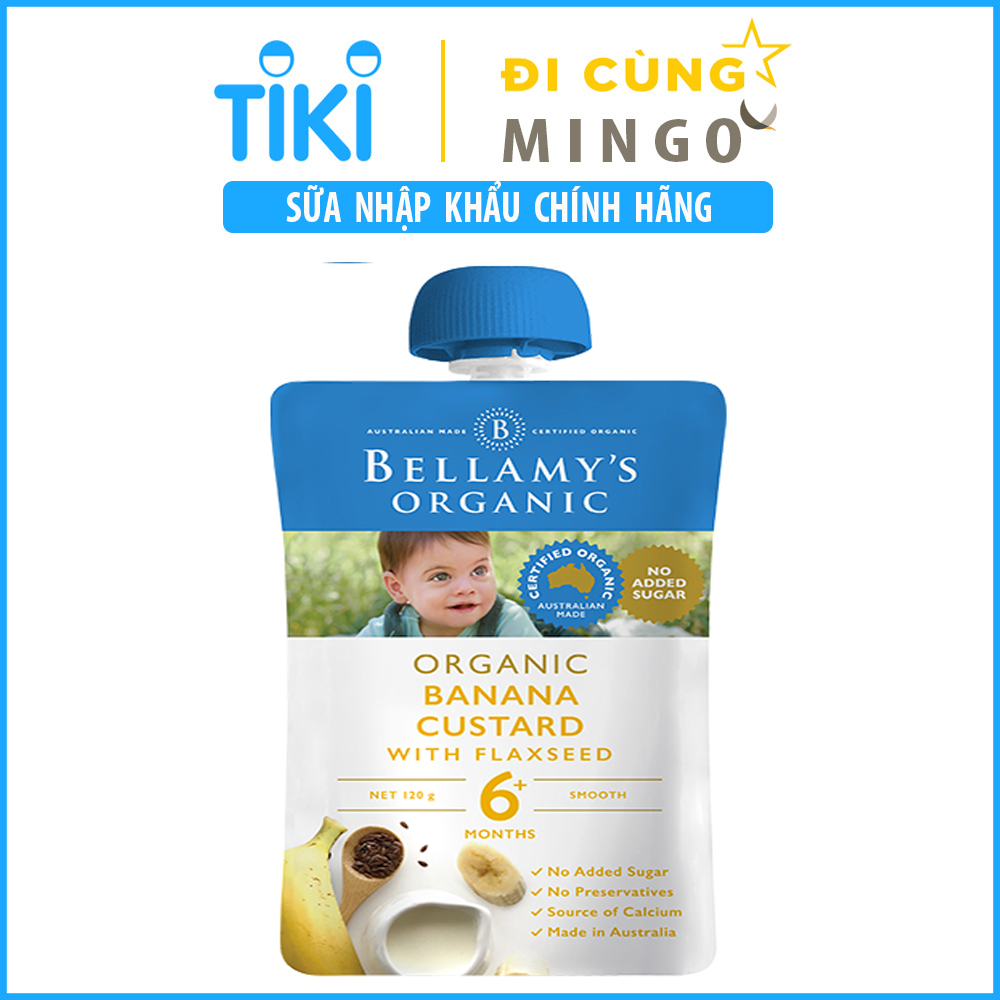 Cháo hữu cơ Bellamy's Organic Banana custard with flax seeds (6 tháng) - Nhập khẩu Úc