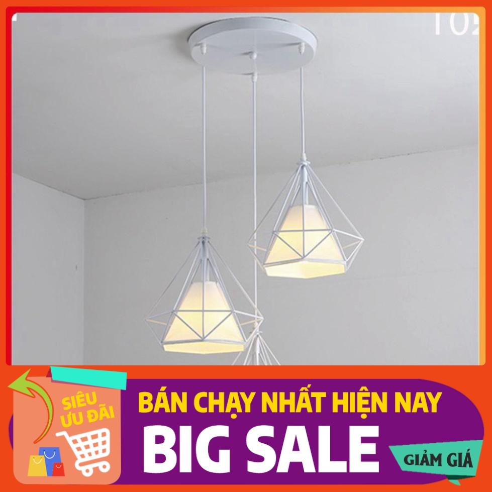 Đèn thả đơn kim cương trắng khung sắt sơn tĩnh điện phi 250-T02
