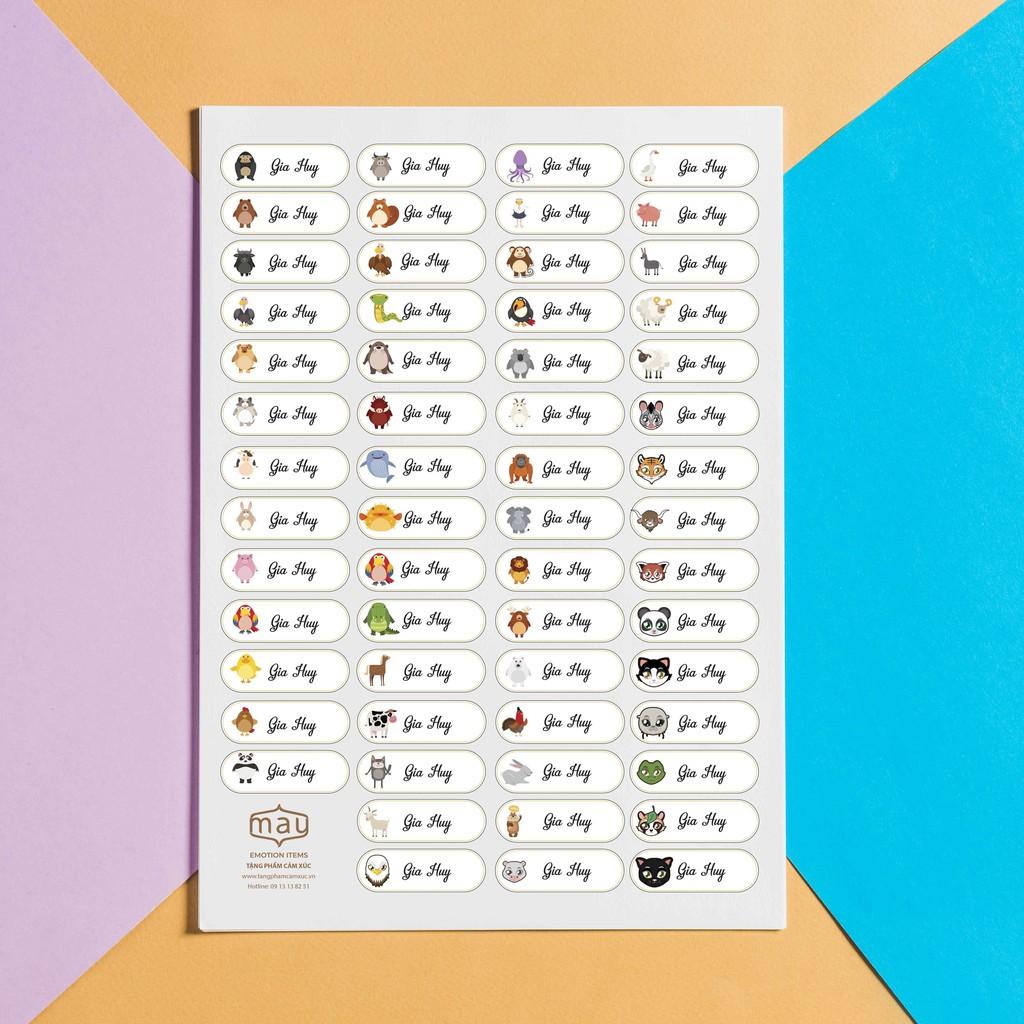 Sticker dán đồ dùng học tập in tên bé 40k có  218 stickers 1*3cm theo yêu cầu