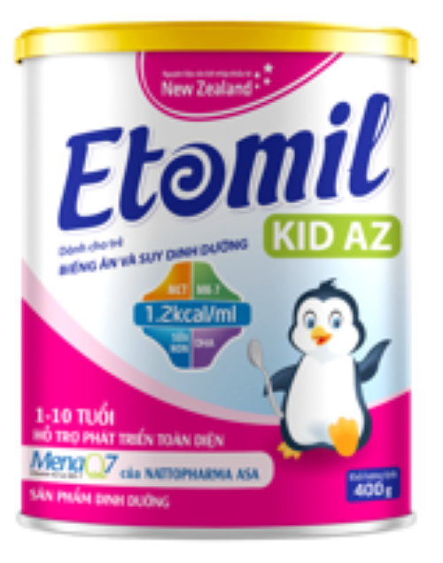 Sữa Etomil Kid AZ Năng Lượng Cao Dành Cho Trẻ Biếng Ăn, Nhẹ Cân Và Suy Dinh Dưỡng Từ 1-10 Tuổi – Hộp 400gr