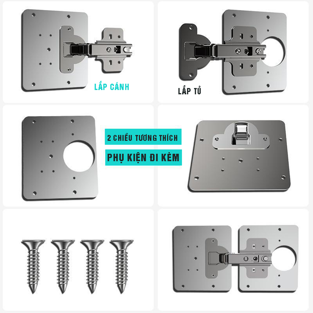 Miếng vá sửa chữa bản lề tủ bếp, tủ quần áo, các loại cánh tủ, thép không gỉ Tặng kèm 4 ốc chuyên dụng – Dan House