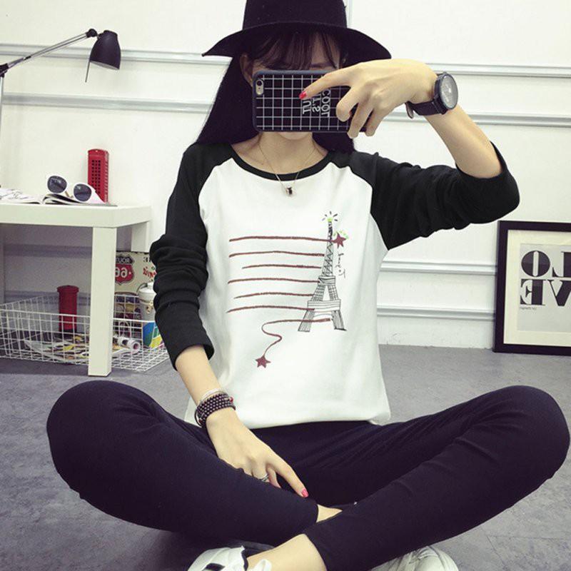 Áo Thun Nữ Tay Dài In Hình Hoạt Hình