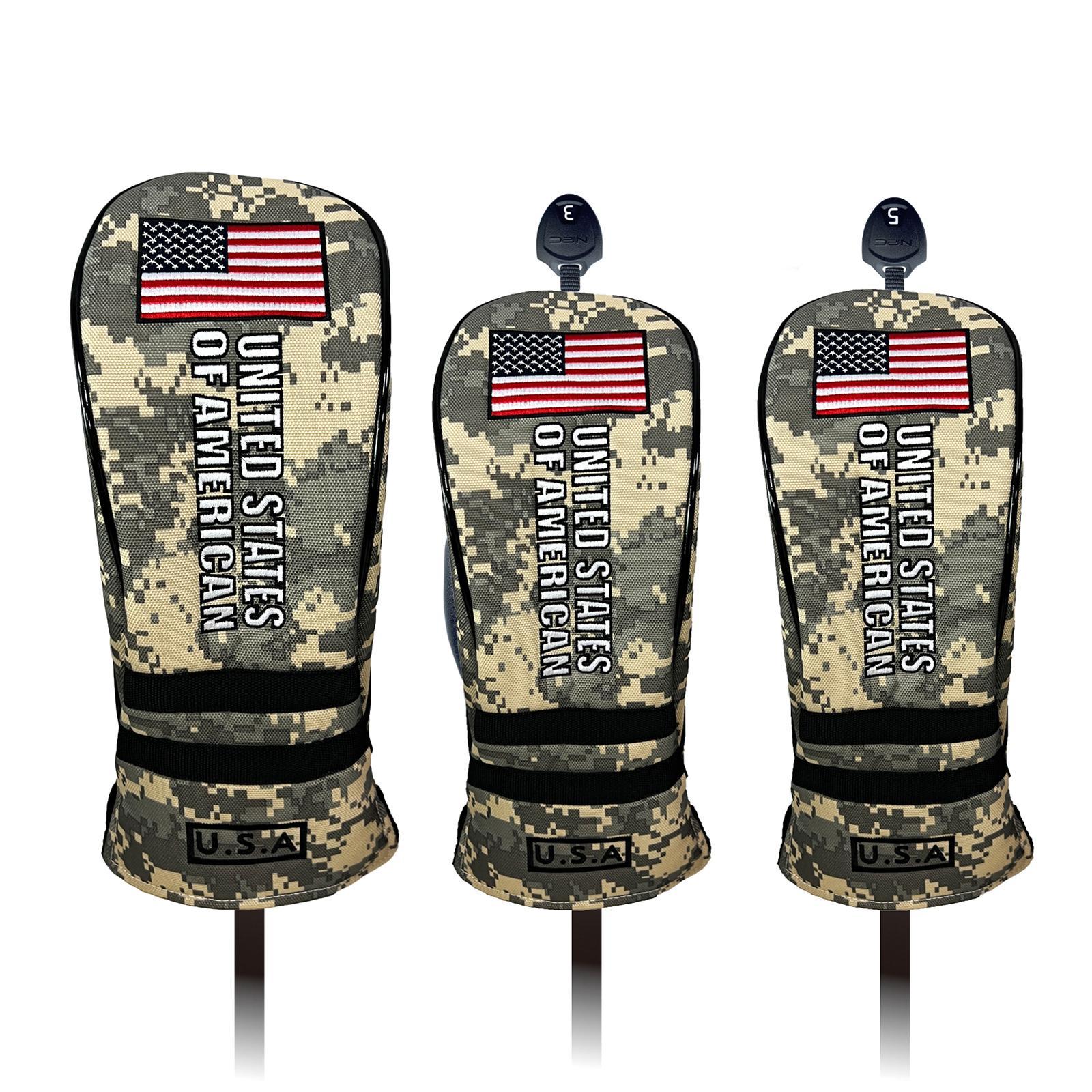 3 Pieces Golf Club Covers with No. Tags Water Resistant Golf Wood Headcover