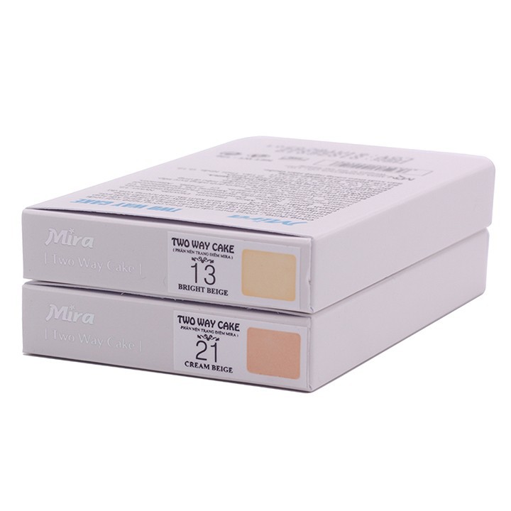 Phấn nén trang điểm siêu mịn Mira Two Way Cake Hàn Quốc 12g No.21 Cream Beige tặng kèm móc khoá