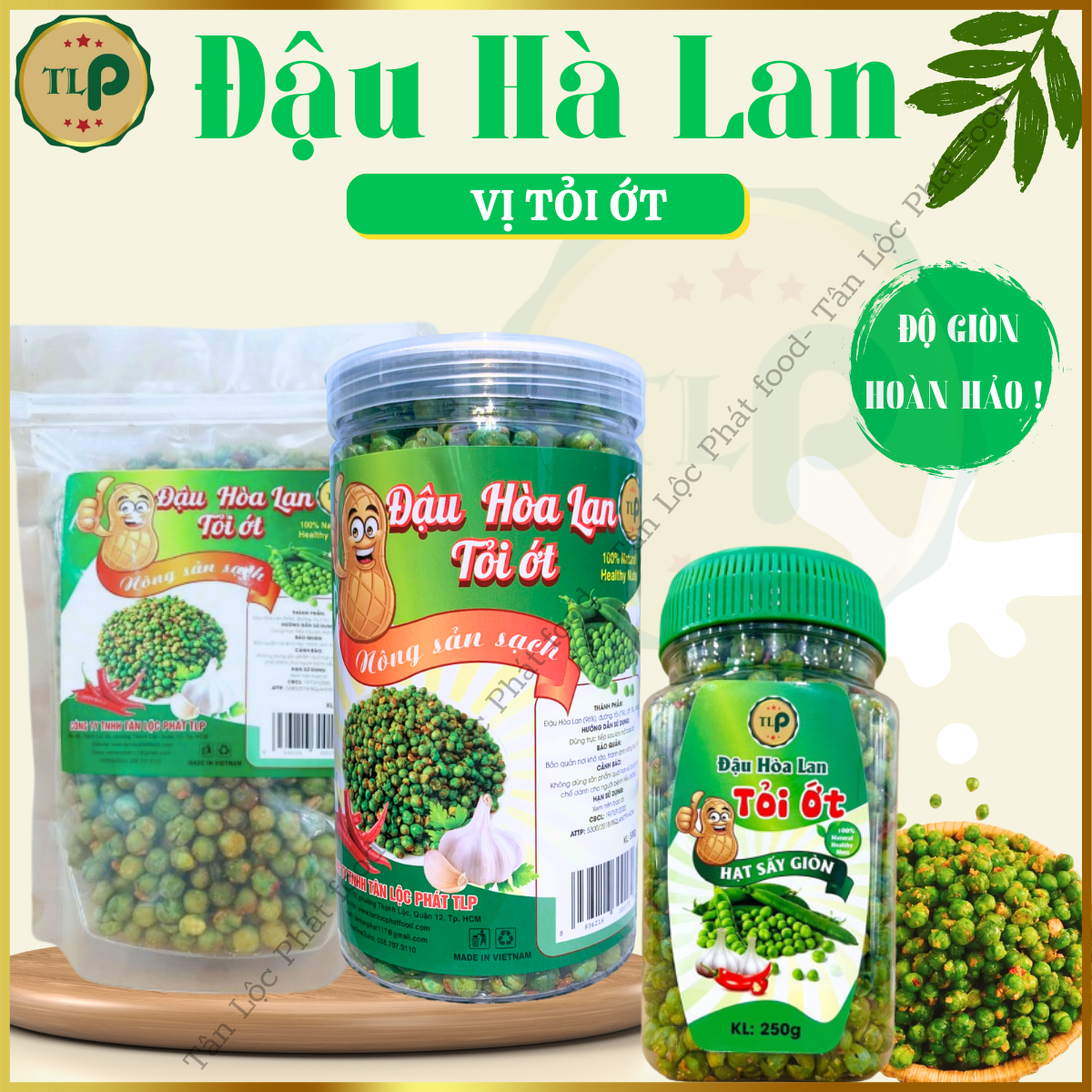 ĐẬU HÀ LAN RANG TỎI ỚT TÂN LỘC PHÁT HŨ 500G [ MẪU MỚI ]