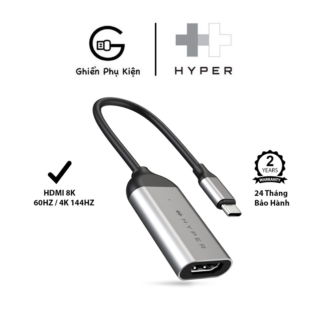 Hub HyperDrive HD-H8K HDMI 8K 60HZ/4K 144HZ Cổng Chuyển Đổi Type C Dành Cho Macbook/iPad - Hàng Chính Hãng