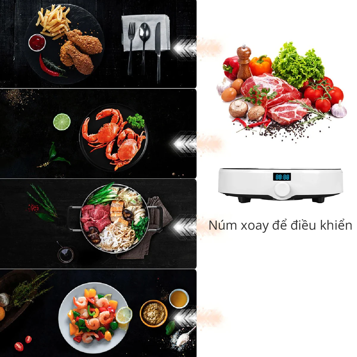 Nồi lẩu điện từ Mishio kèm nồi 5L - Hàng chính hãng