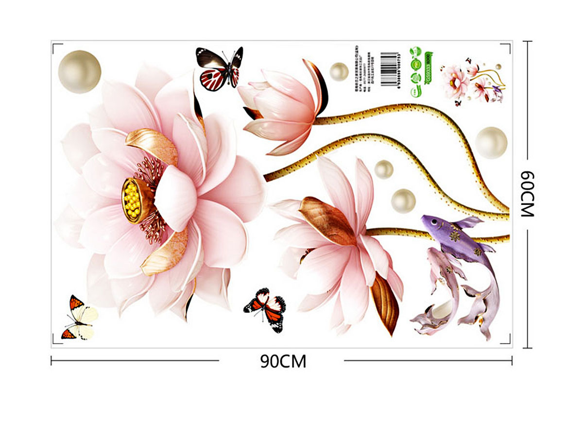 decal dán tường sen gấm gs9333