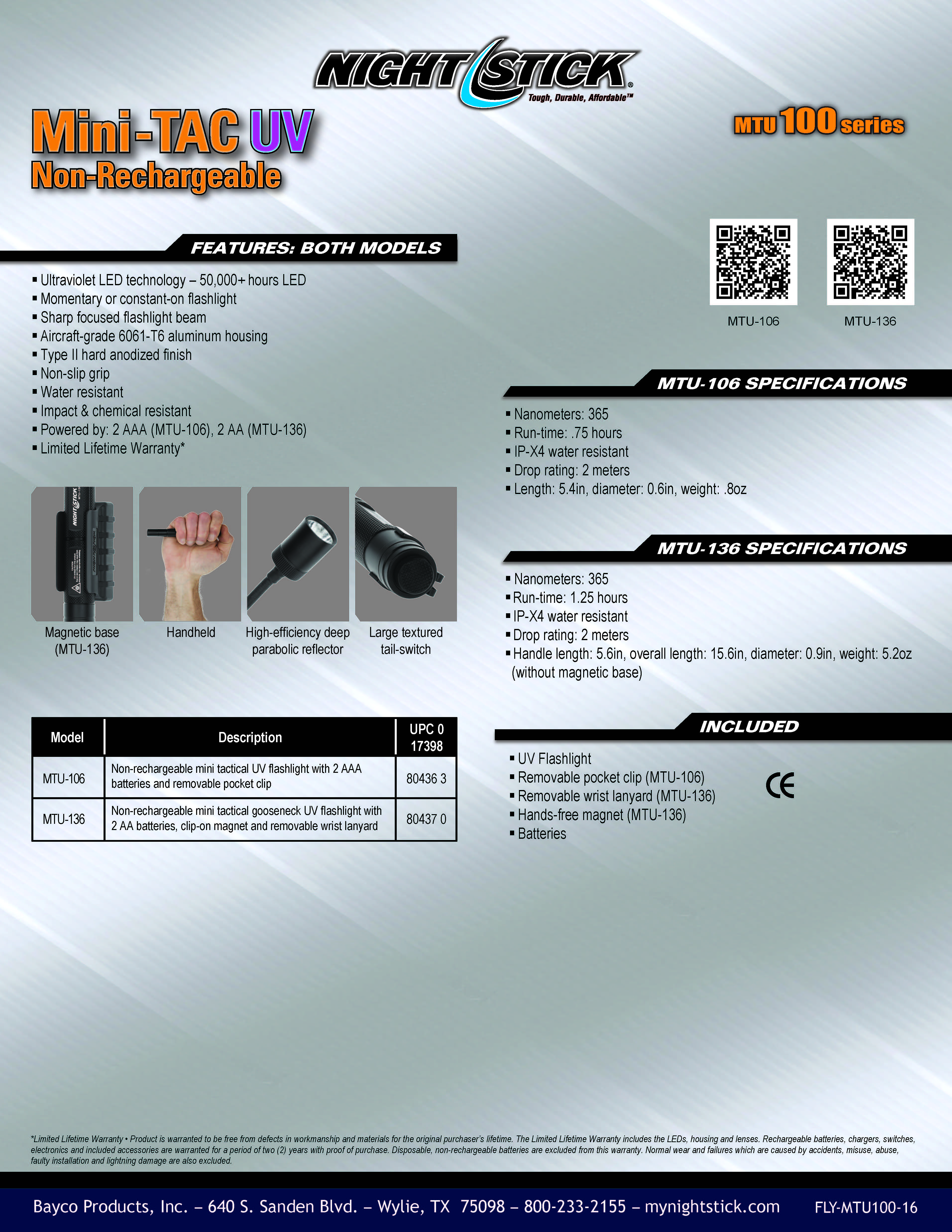 Đèn LED Mini TAC UV - Hãng Nighsick - Code MT106 - Bao Gồm Pin AAA