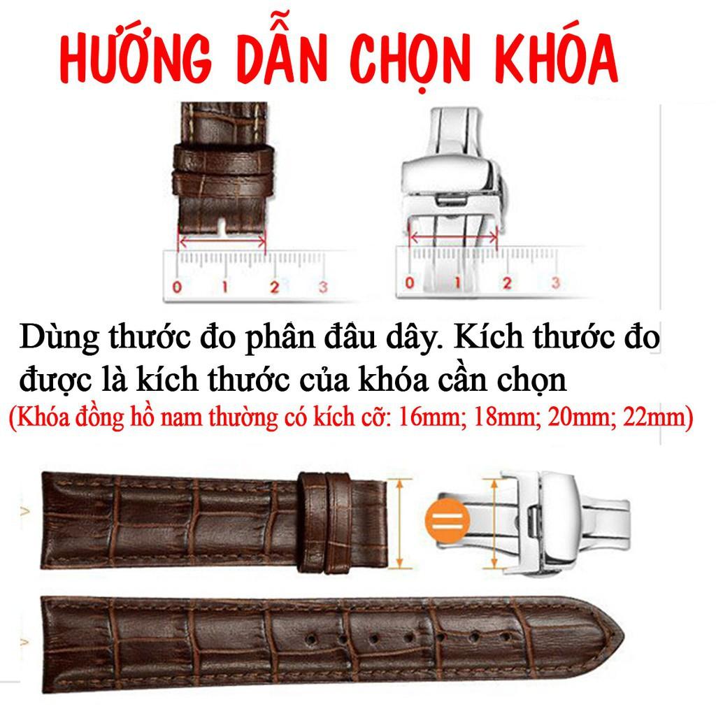 Khóa bướm đồng hồ ĐÔI có nút bấm cho dây đồng hồ da size 10mm 12mm 14mm 16mm 18mm 20mm 22mm