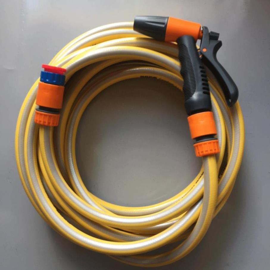 Vòi tưới cây rửa xe 6m-7m-8m tay bóp tùy chỉnh nhiều chế độ 319498622-1622-3 mầu cam