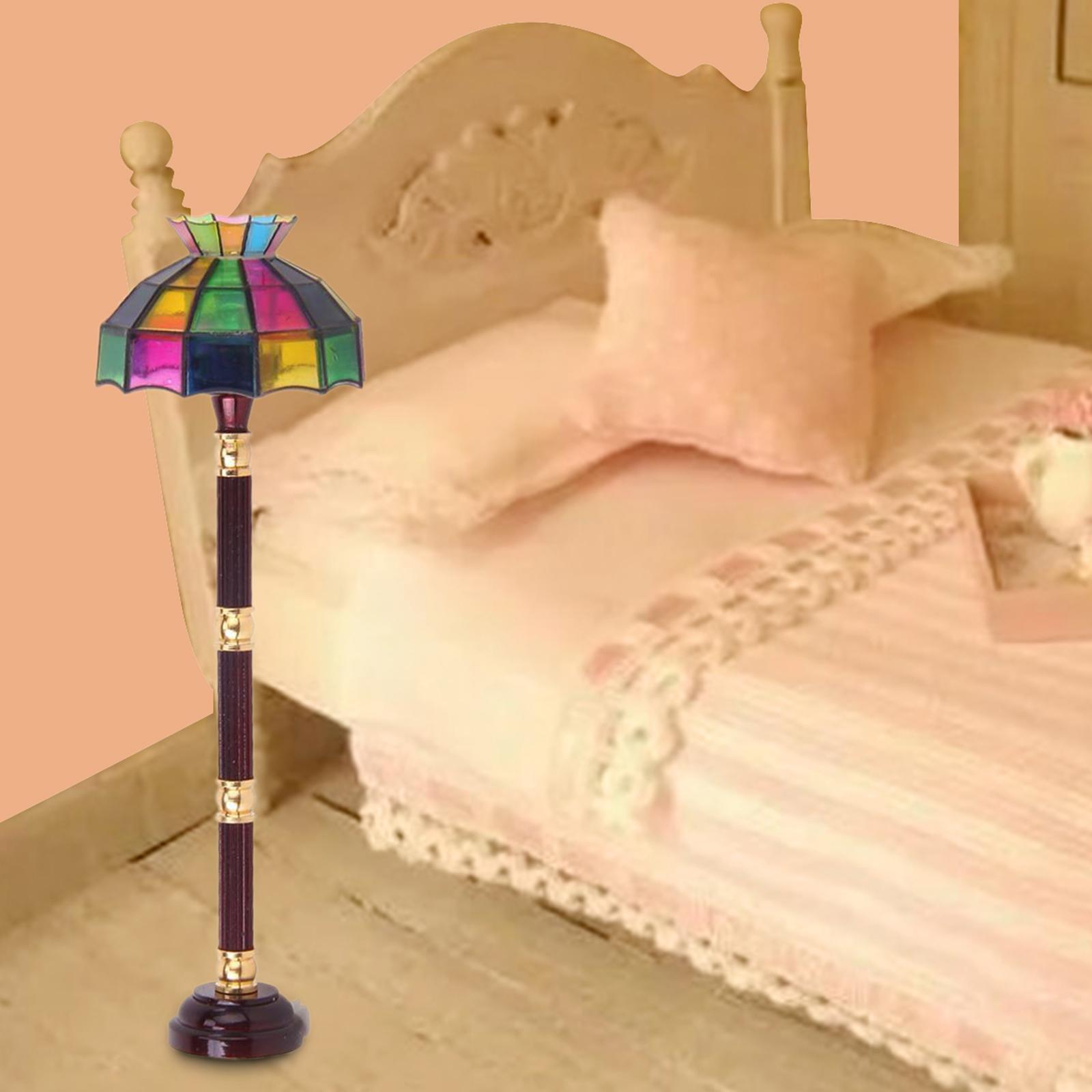 2x Modern 1/12 Scale Dollhouse Table Lamp with Floor Light Model Living Room Supplies Decor
