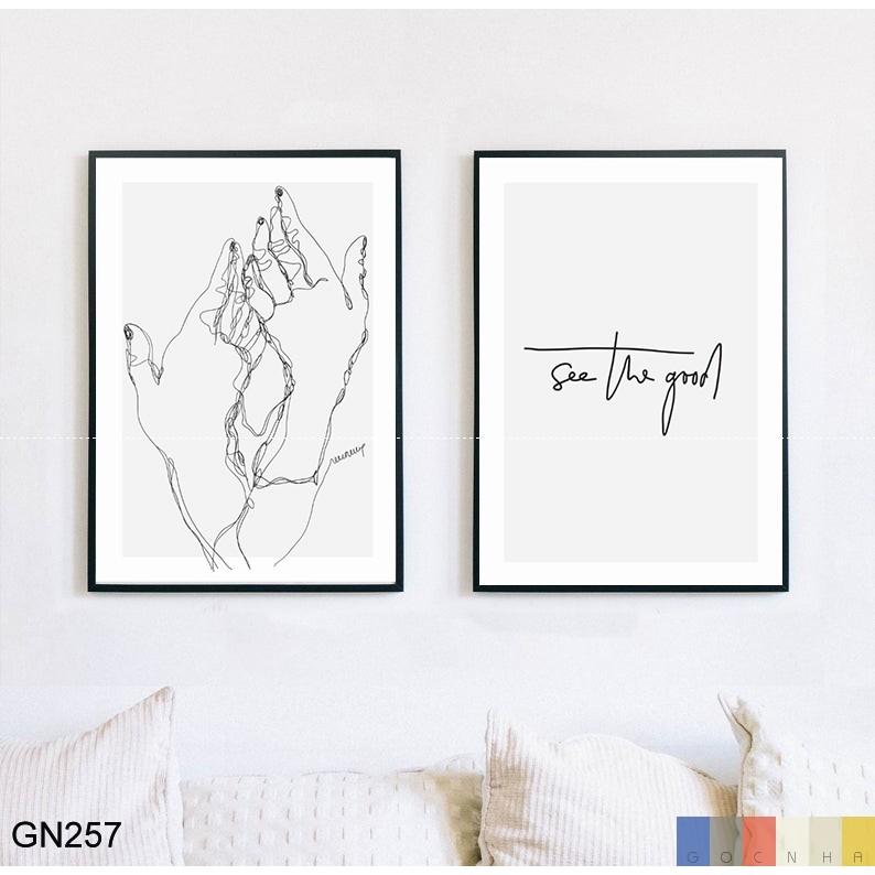 Tranh canvas-Set 2 tranh trừu tượng-Phong cách vintage-Tặng kèm đinh treo tường-Mã GN257