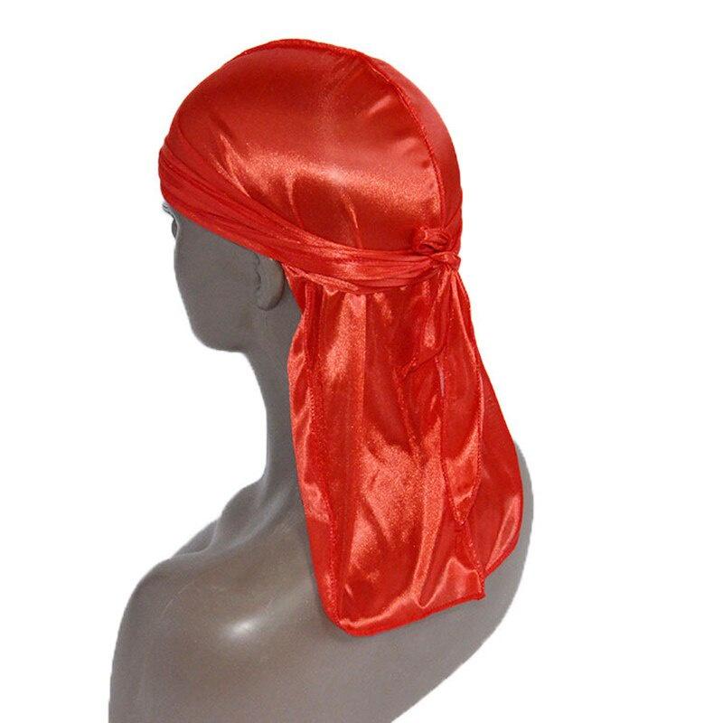 Satin men Stretchy Cap Hip Hop Du Doo Rag Durag Wigs Turban Bandana Headwear Solid Color long Hat Tie Down tail Hair Accessories