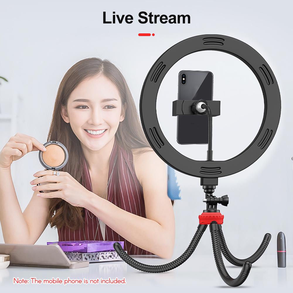 Bộ đèn LED vòng 10 inch chụp ảnh có thể điều chỉnh độ sáng thông minh điều khiển từ xa