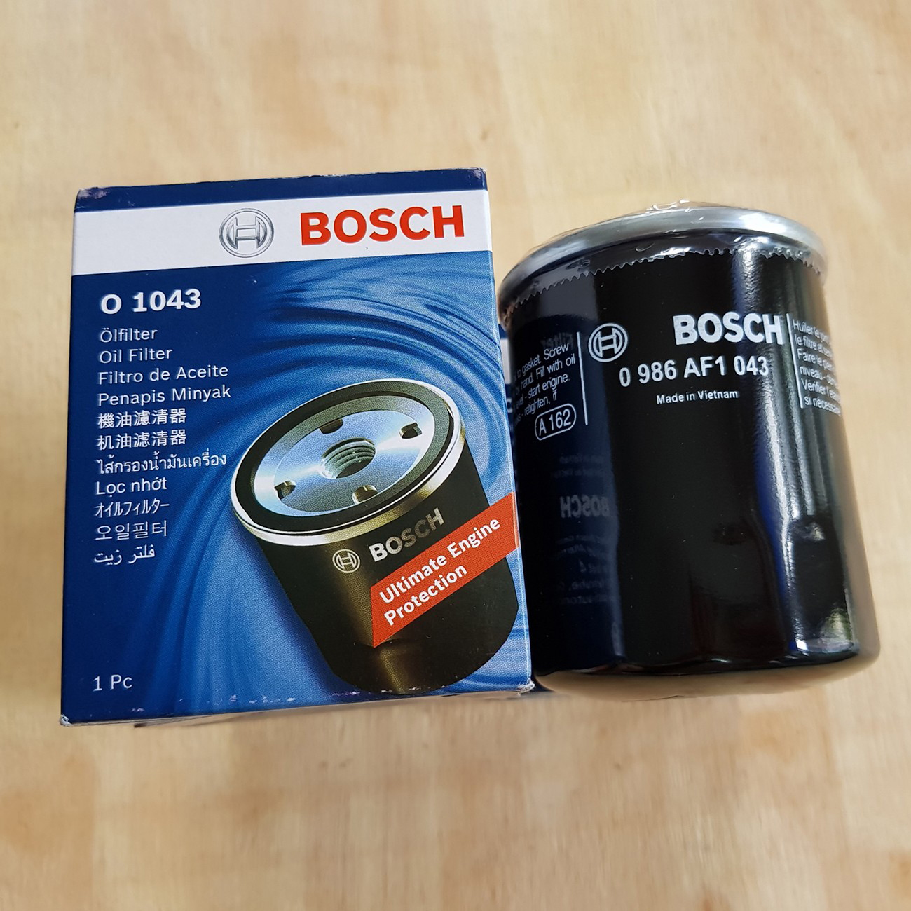 Lọc nhớt Bosch O1043 cho xe TOYOTA-ZACE, CAMRY2.4 VIC#: C-110, OE Number: 90915 03004