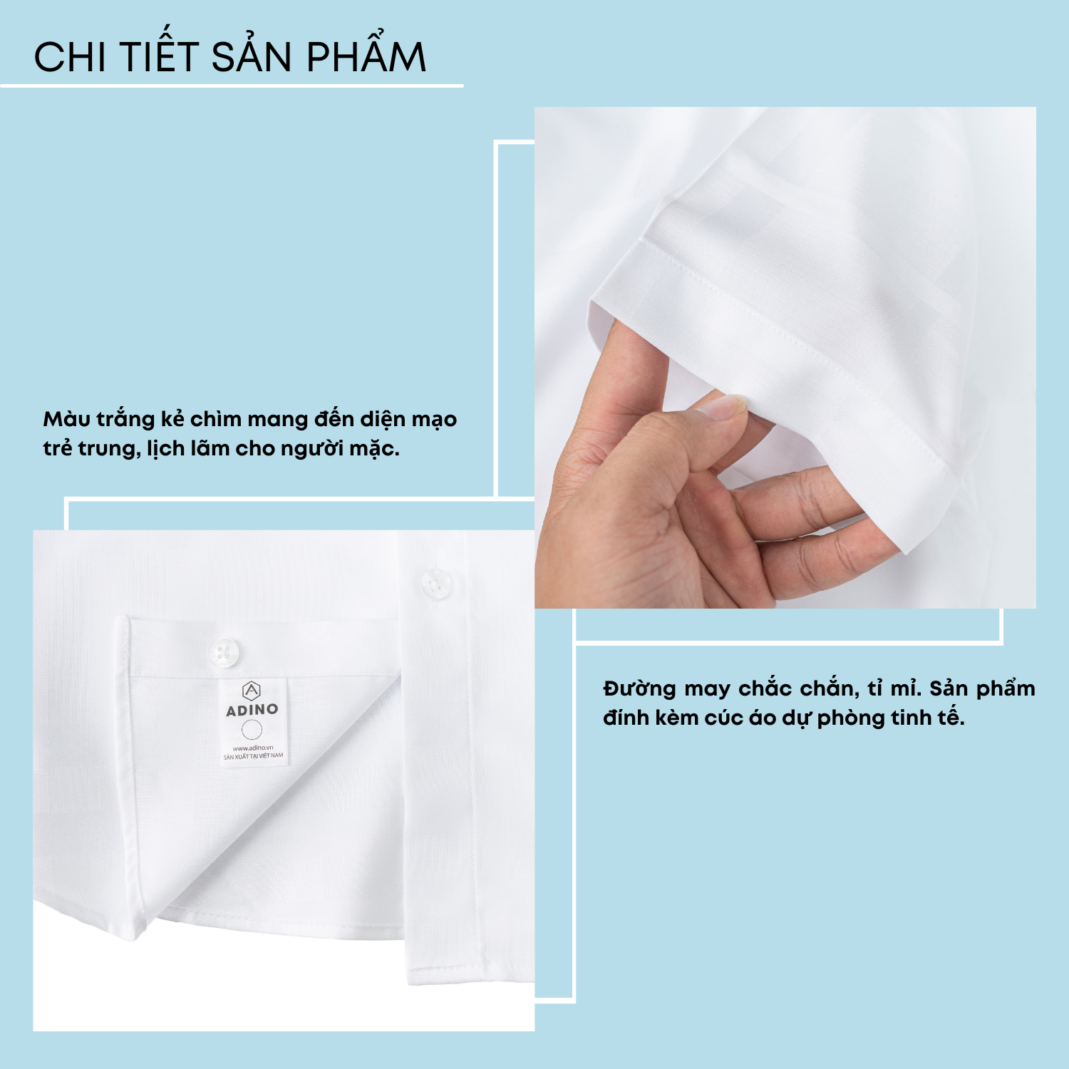 Áo sơ mi nam cộc tay màu trắng kẻ ADINO vải sợi tre bamboo mềm mịn mát dáng slimfit công sở trẻ trung CT93