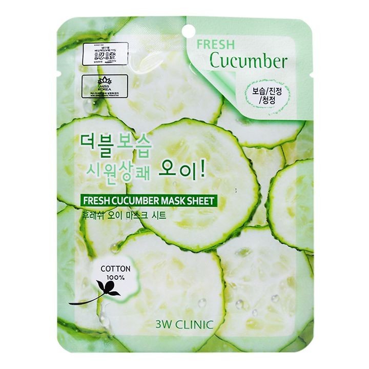 Mặt nạ dưỡng ẩm da chiết xuất dưa leo 3W Clinic Fresh Cucumber Mask Sheet 23ml