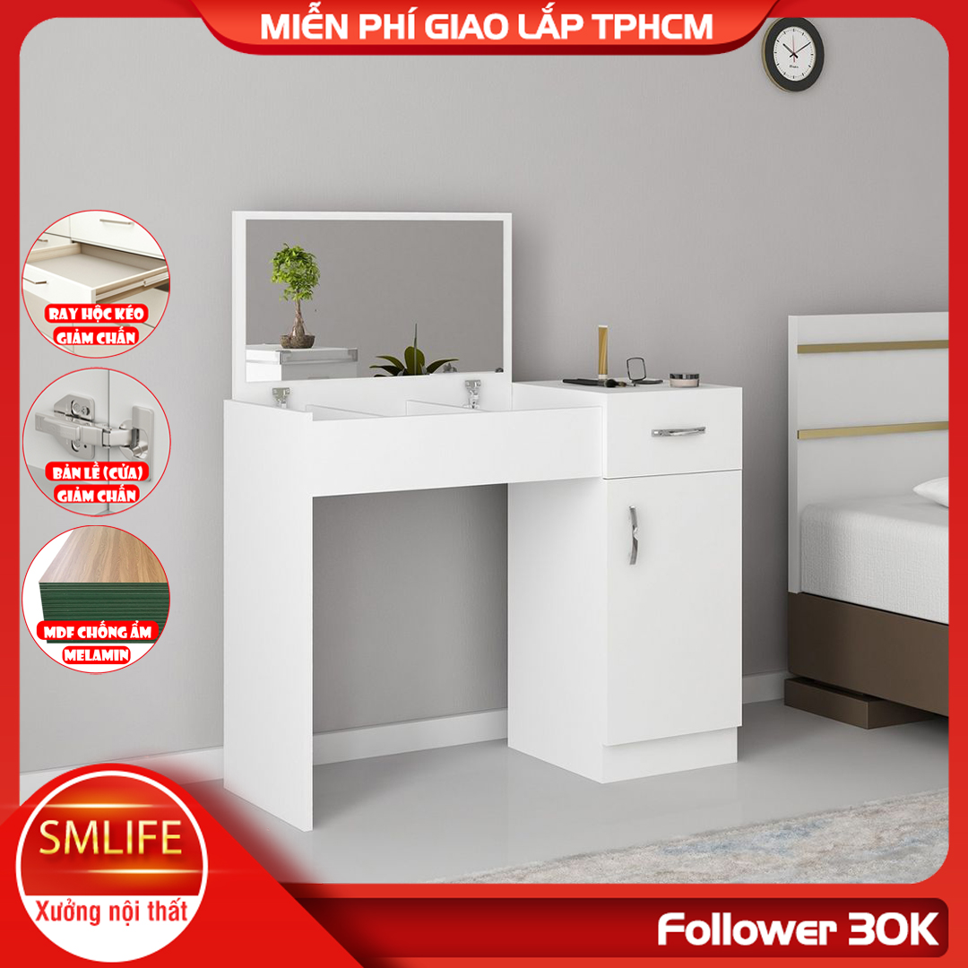 Bàn trang điểm gỗ hiện đại SMLIFE Magan | Gỗ MDF dày 17mm chống ẩm | D100xR35xC115cm