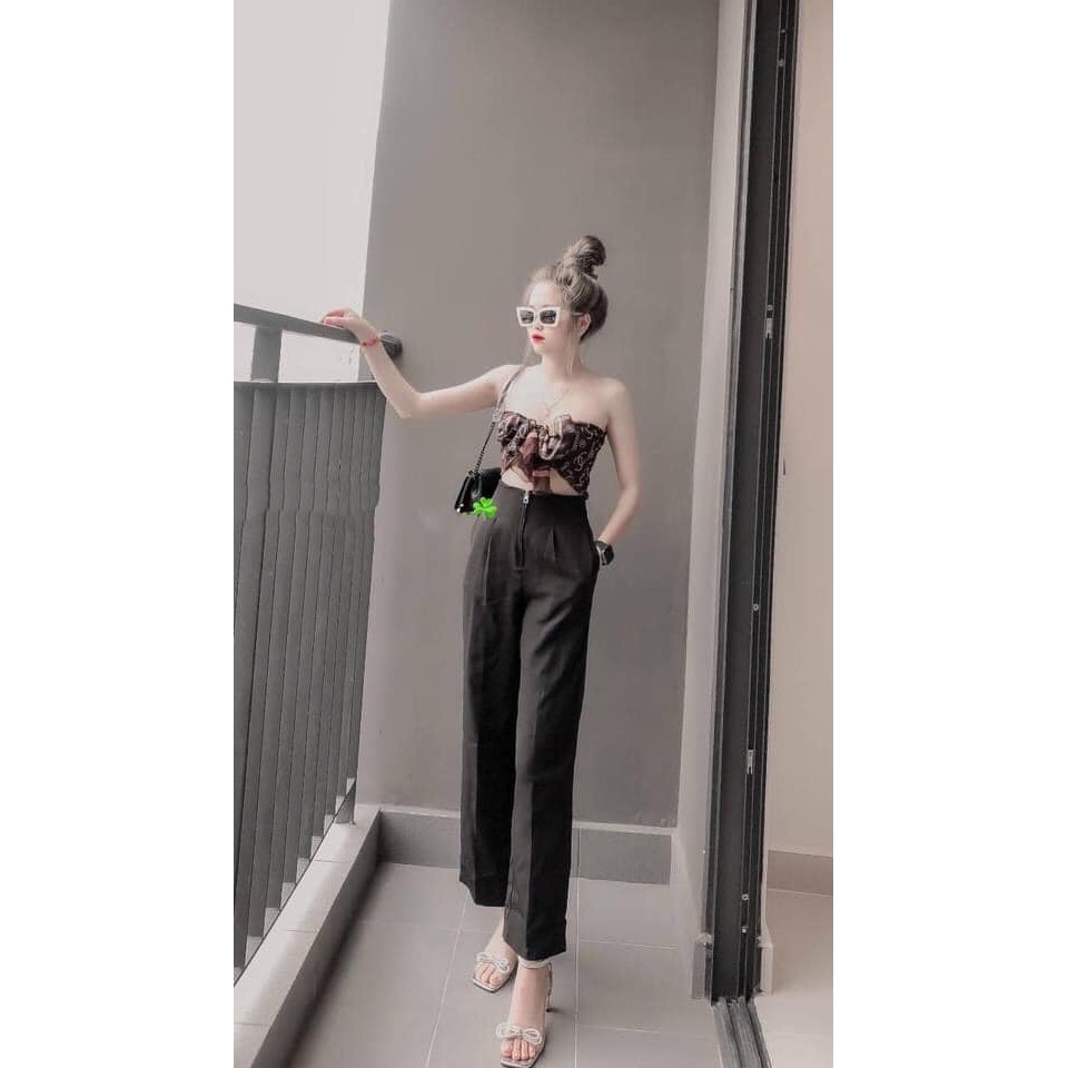 Quần ống suông khóa trước không khuy