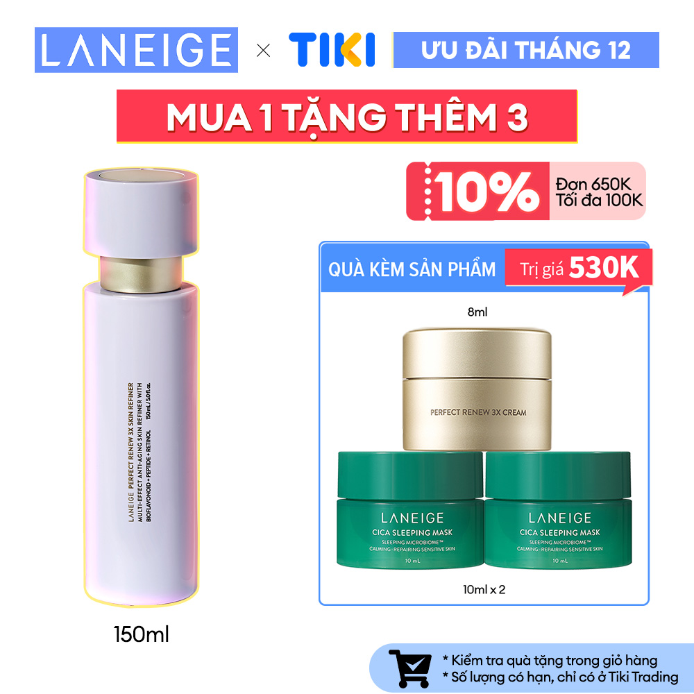 Nước Cân Bằng Chống Lão Hóa Laneige Perfect Renew 3X Skin Refiner 150Ml