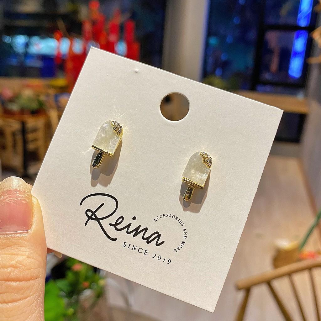 Khuyên tai nữ phong cách hàn quốc Ice Cream Reina cao cấp cá tính Basic