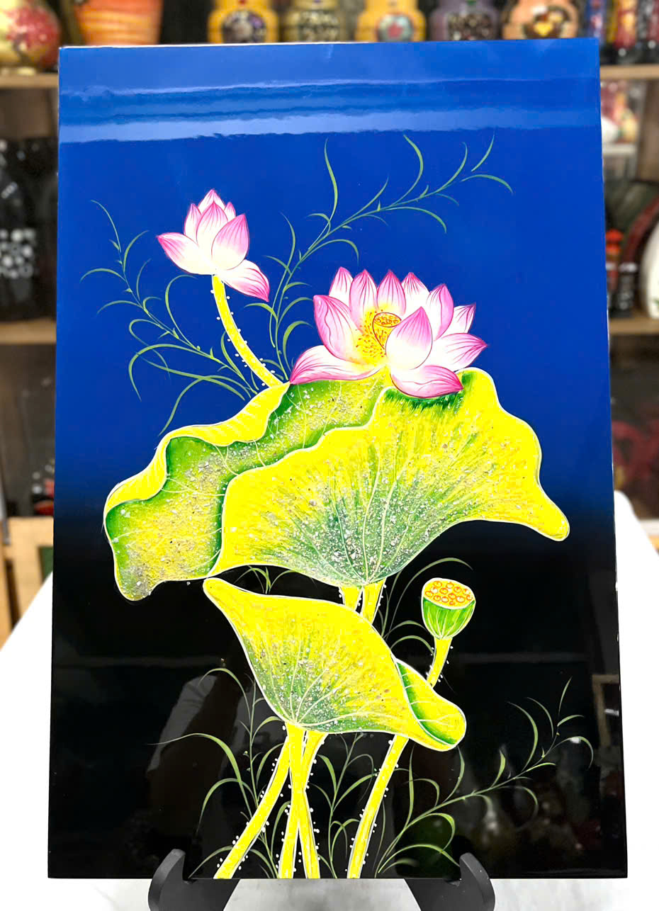 Tranh Sơn Mài - HOA SEN | Size 40x60 cm | Thanh Tịnh – Trang Nhã – Nghệ Thuật Truyền Thống