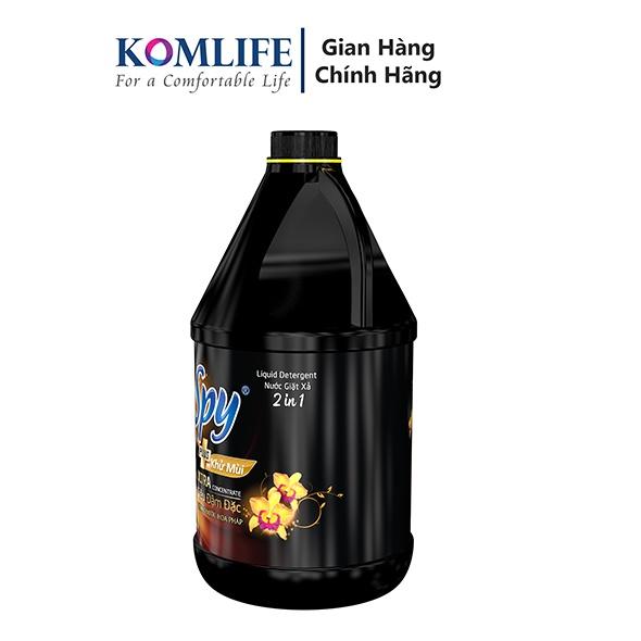 Nước giặt xả SPY ULTRA CLEAN PLUS can 3,6 kg màu VÀNG 2 trong 1 Sạch sâu Thơm lâu Diệt khuẩn