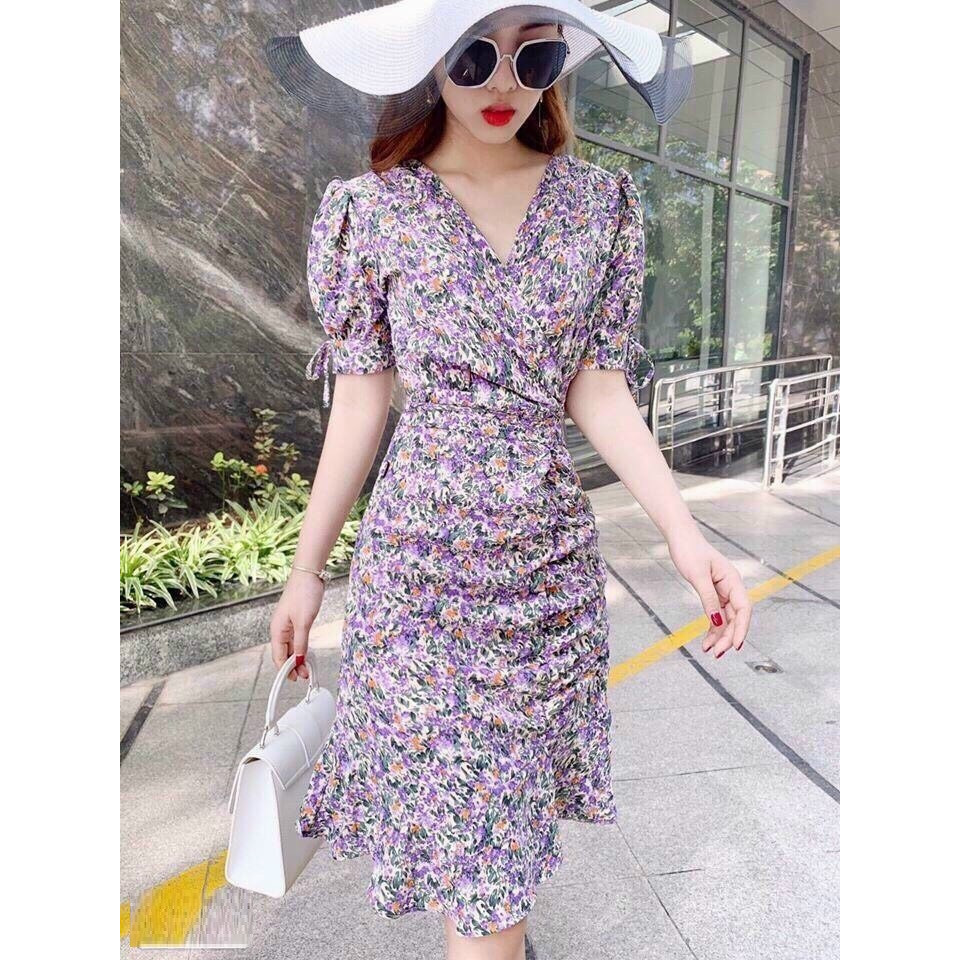 ĐẦM XUÔNG NHÚN EO CỔ V NT7086