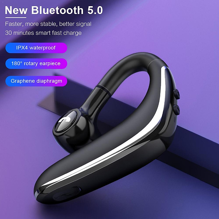 Tai Nghe Bluetooth 5.0 Không Dây Móc Vành Tai Chống Nước IPX4-Hàng chính hãng