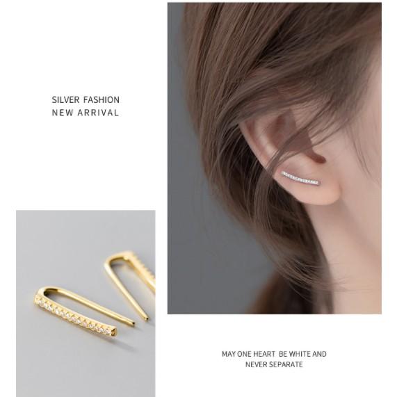 Khuyên tai bạc Ý s925 thanh ngang đơn giản G2675 - AROCH Jewelry