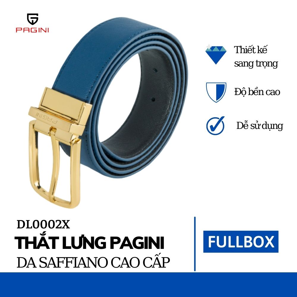 Thắt lưng nam 2 mặt da Saffiano – Khóa xoay 2 mặt tiện lợi