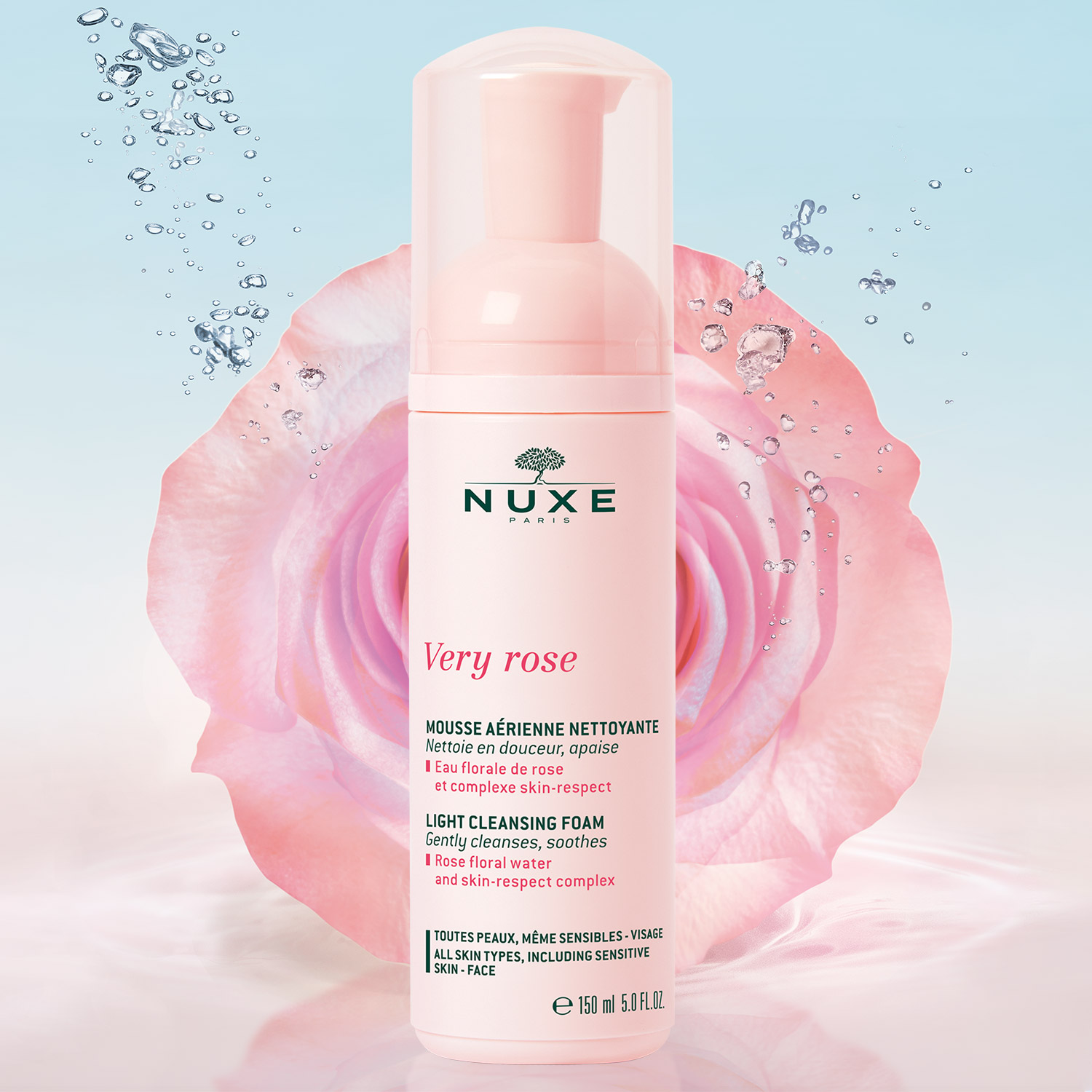 Sữa rửa mặt tạo bọt Nuxe Very Rose (150ml) - Tặng Móc Khóa