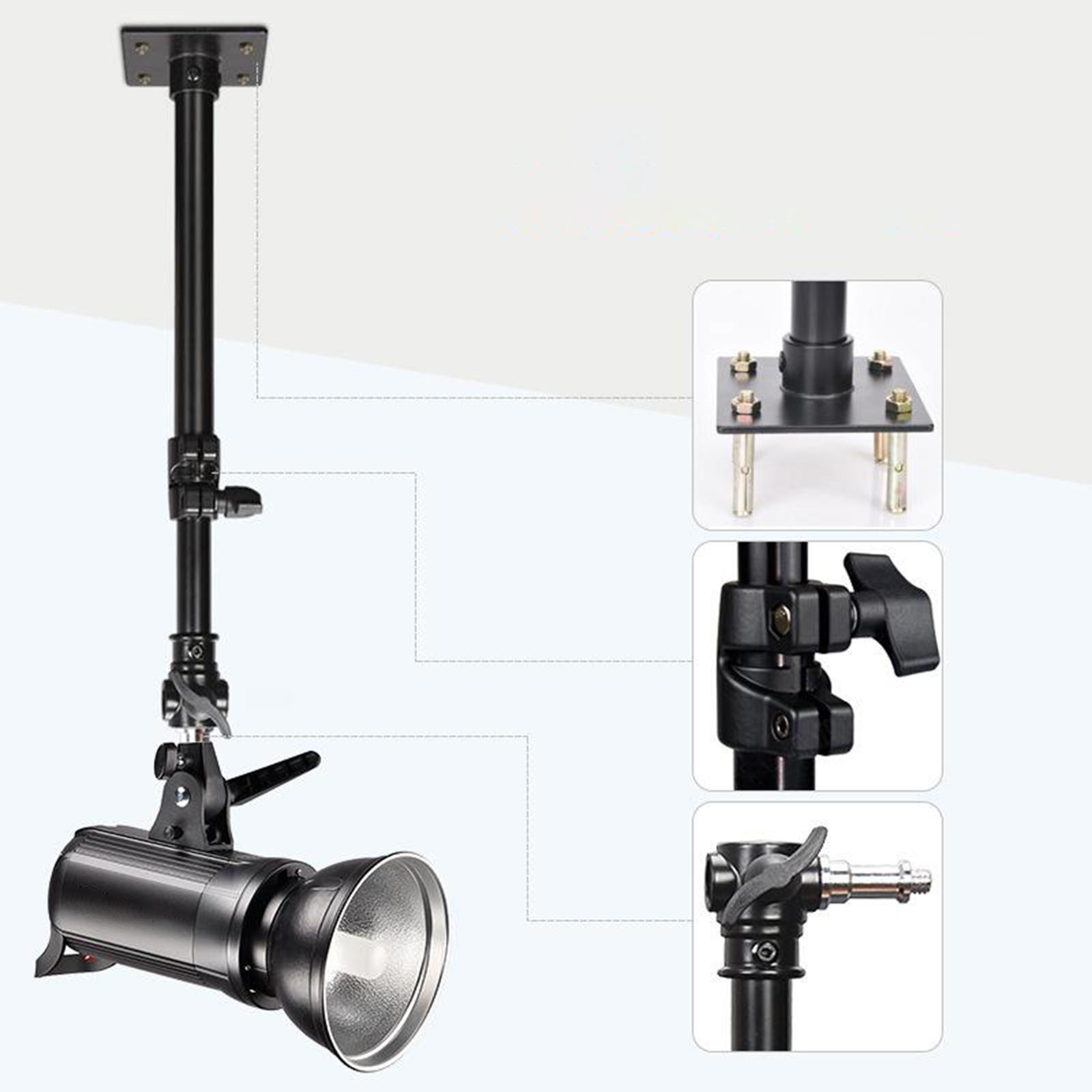 Camera Video Ceiling Light Stand with 1/4 3/8 Adapter 15"-26" for Strobe
