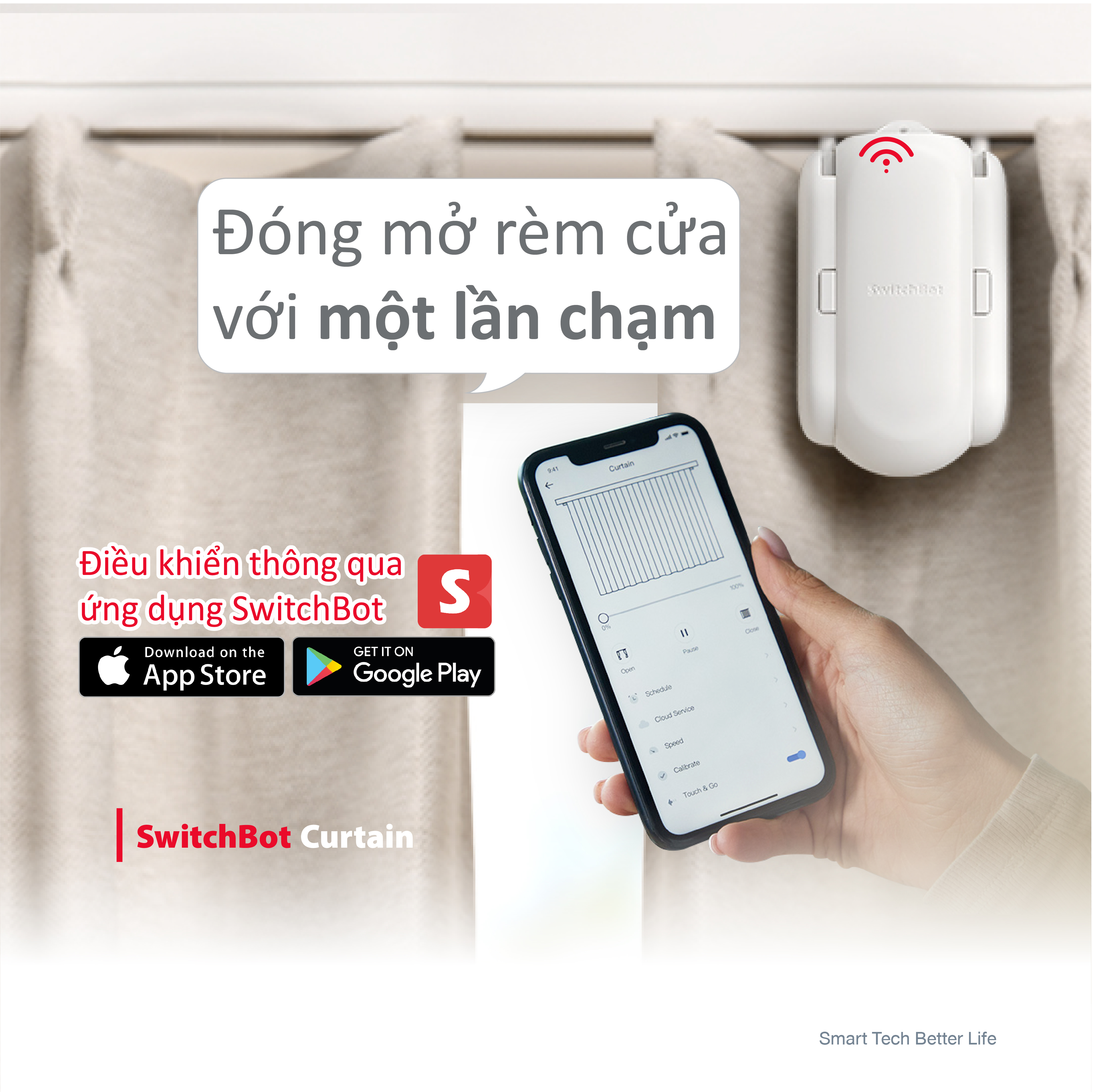 Thiết bị rèm cửa thông minh VAYO - SwitchBot Curtain - Hàng chính hãng - Motor điện thông minh - Điều khiển qua app, cài đặt thời gian, cảm biến ánh sáng, liên kết Hub Mini/++ tương thích với Alexa, Google Home, HomePod, IFTTT