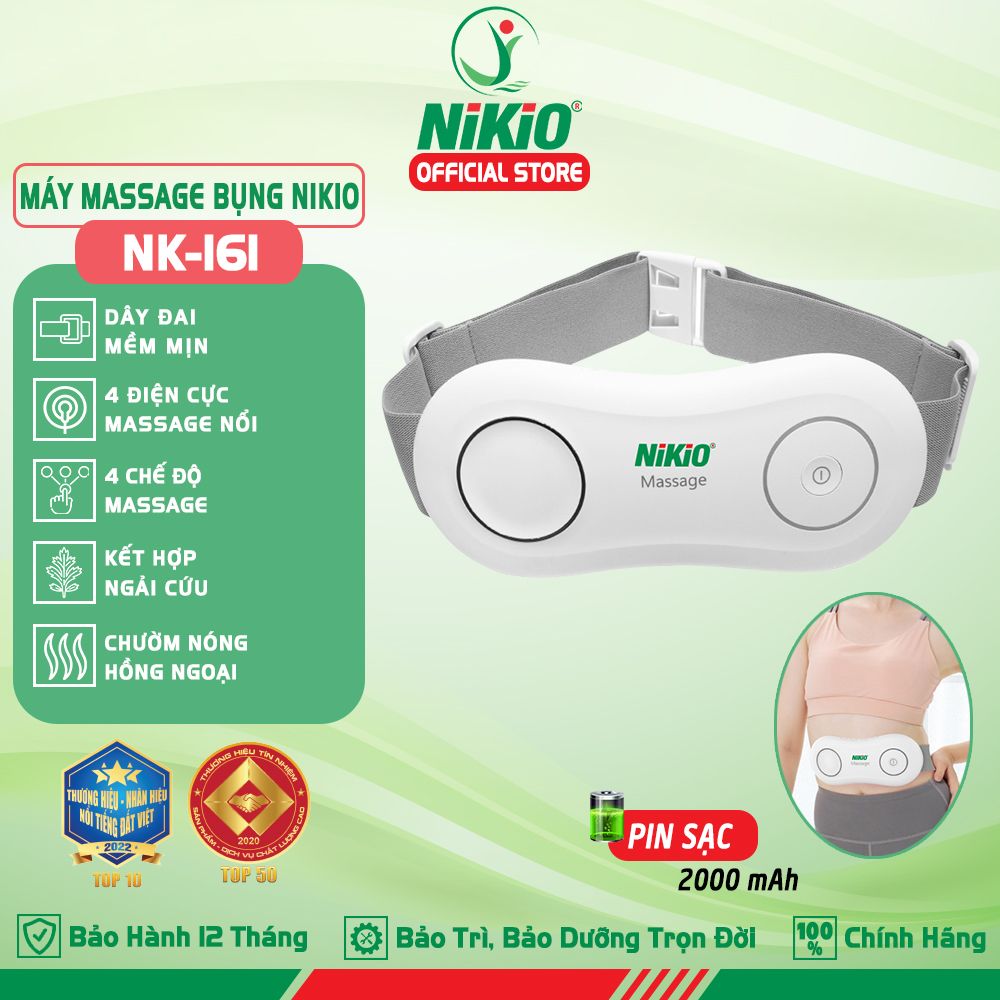 Máy massage bụng pin sạc Nikio NK-161 - Công nghệ xung điện kết hợp chườm ấm