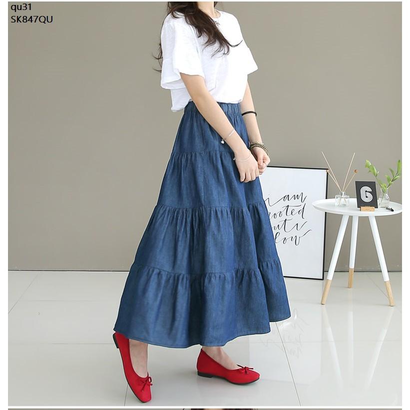 SK759 CHÂN VÁY JEAN TẦNG