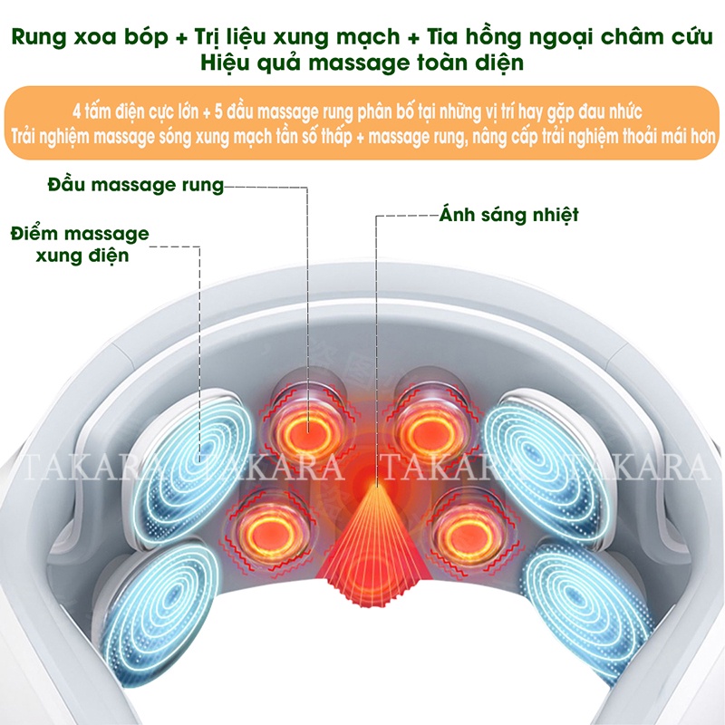 Máy Massage Cổ Vai Gáy Cao Cấp Công Nghệ Mới Nhất, Nén Nóng Hồng Ngoại Với Tám Điểm Mát Xa Chuyên Sâu, Giảm Đau Mỏi Cơ 