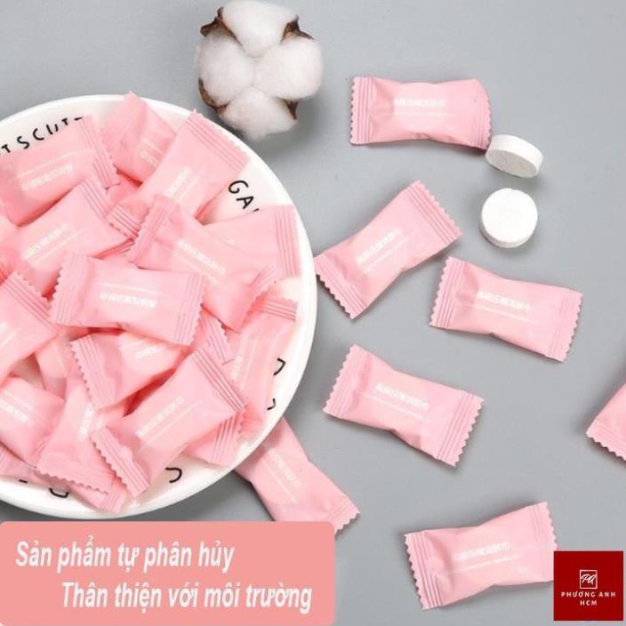 KHĂN GIẤY NÉN DU LỊCH HÌNH VIÊN KẸO - KHĂN GIẤY VIÊN KẸO