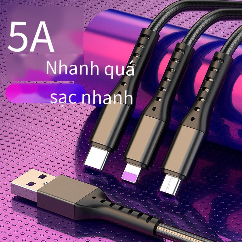 Desnai đặc biệt cáp sạc ba trong một ba dây USB Android đầu cáp dữ liệu một kéo ba hợp kim kẽm cáp sạc nhanh typec